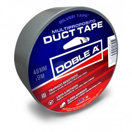 Cinta Duct Tape gris 48mm rollo 9mts Doble A