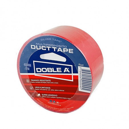 Cinta Duct Tape roja 48mm rollo 9mts Doble A