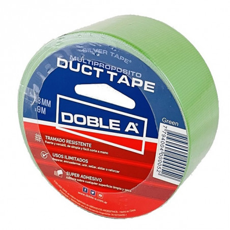 Cinta Duct Tape verde 48mm rollo 9mts Doble A