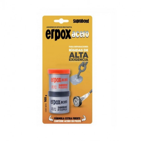 Erpox Acero 105 grs Adhesivo Epoxi En Pasta Extra Fuerte