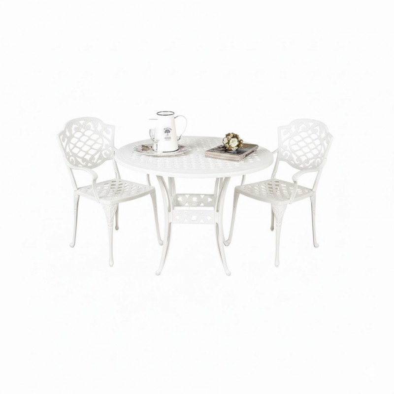 Juego de jardin fundicion Chateux 2 sillas blanco