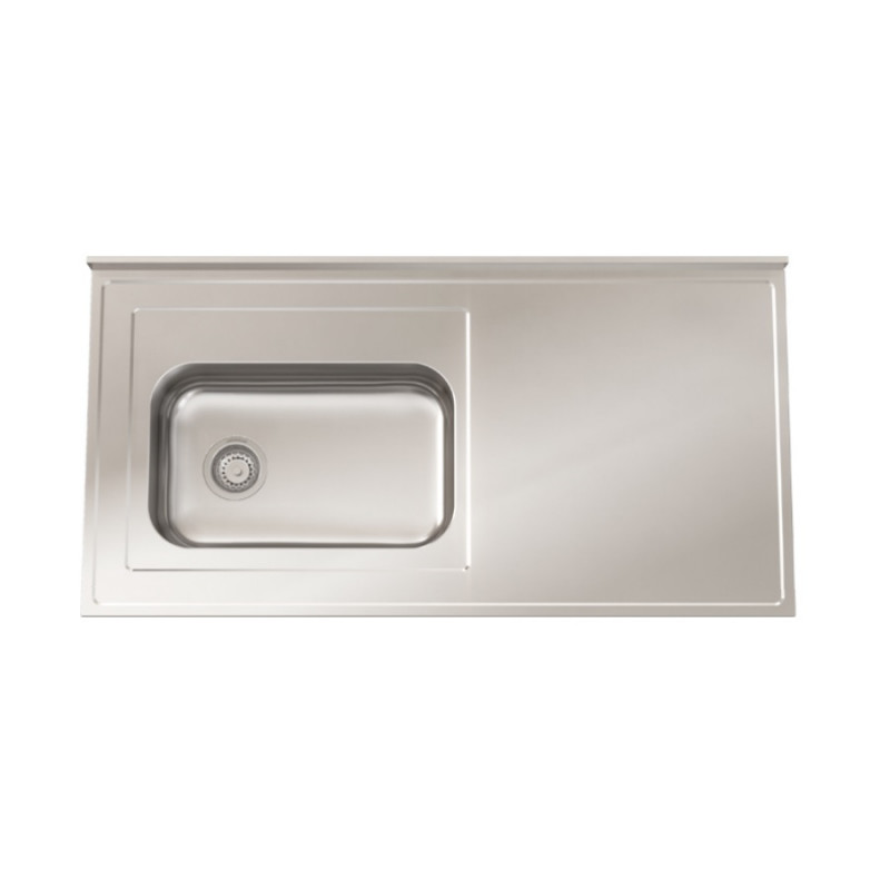 Mesada acero 430 160cm con pileta ZZ52 izquierda