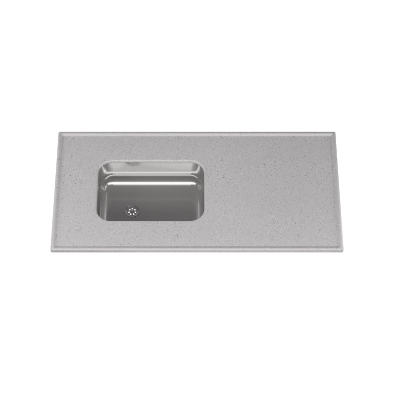 Mesada MS 120 x 60 cm bacha acero inox sin zocalo gris