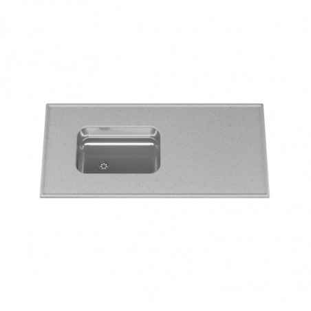 Mesada MS 120 x 60 cm bacha acero inox sin zocalo gris