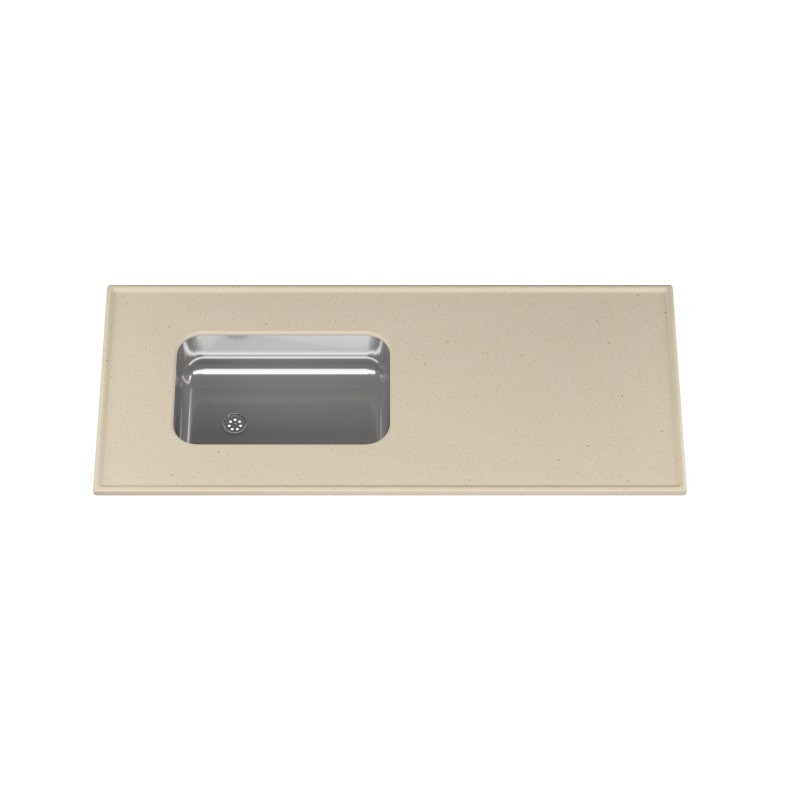 Mesada MS 140 x 60 cm bacha acero inox sin zocalo beige