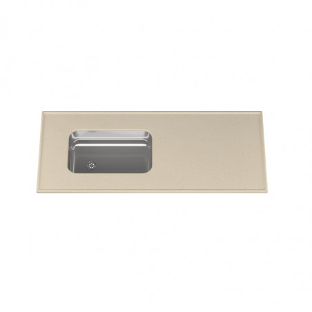 Mesada MS 140 x 60 cm bacha acero inox sin zocalo beige