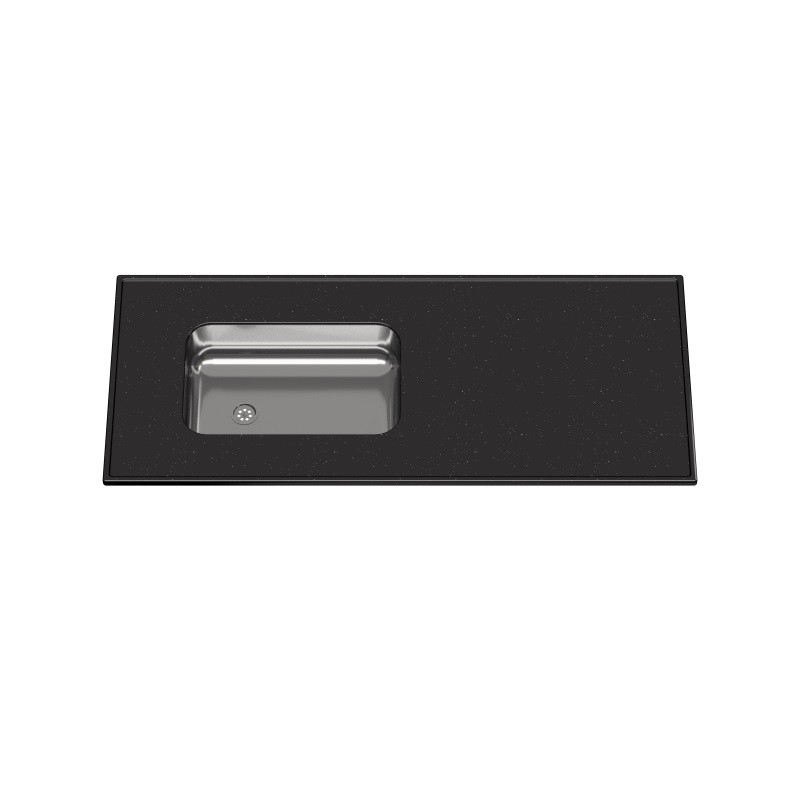 Mesada MS 140 x 60 cm bacha acero inox sin zocalo negra