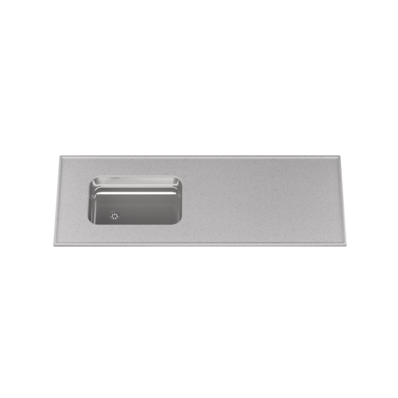 Mesada MS 160 x 60 cm bacha acero inox sin zocalo gris