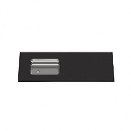Mesada MS 160 x 60 cm bacha acero inox sin zocalo negro