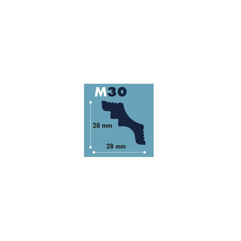 moldura poliestireno M30 28 x 28 mm tira 2 mts