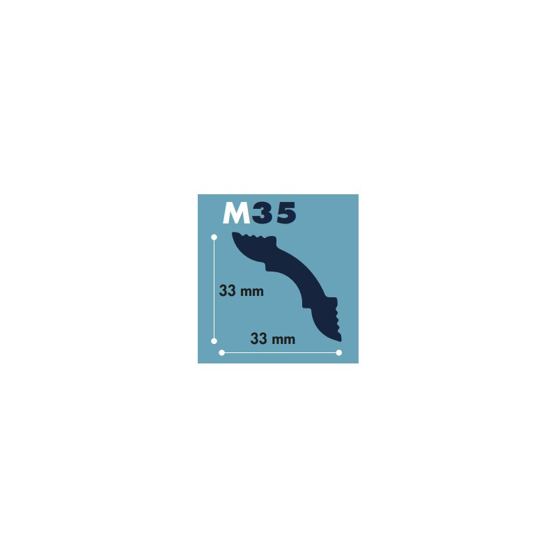 moldura poliestireno M35 33 x 33 mm tira 2 mts