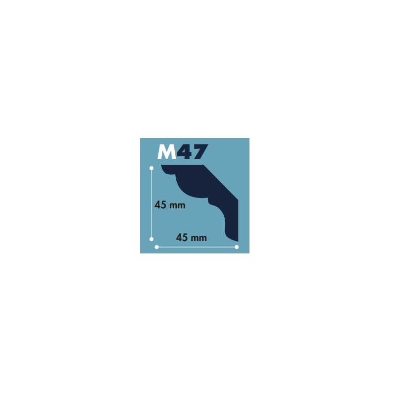 Moldura poliestireno M47 45 x 45 mm tira 2 mts