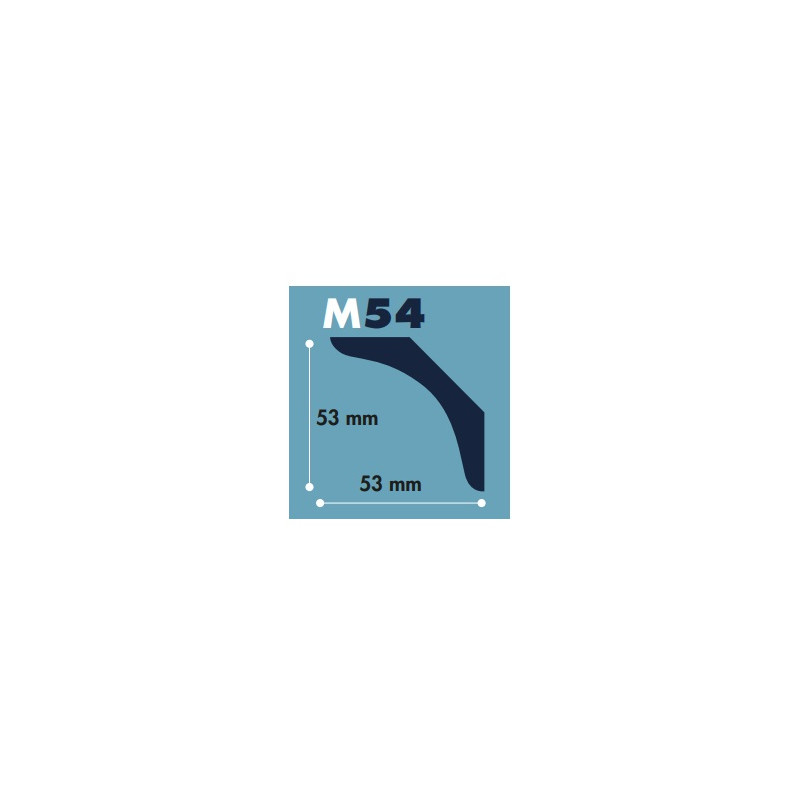 Moldura poliestireno M54 53 x 53 mm tira 2 mts