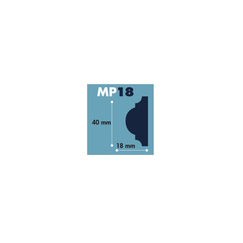 moldura poliestireno MP18 18 x 40mm tira 2 mts