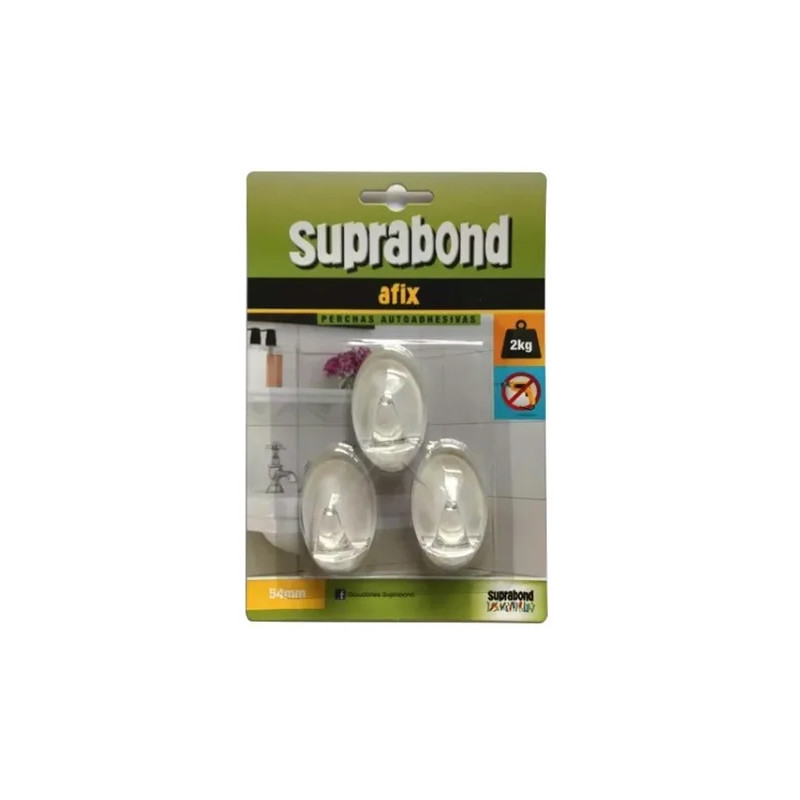 3 Perchas ovaladas 54mm transparente Suprabond