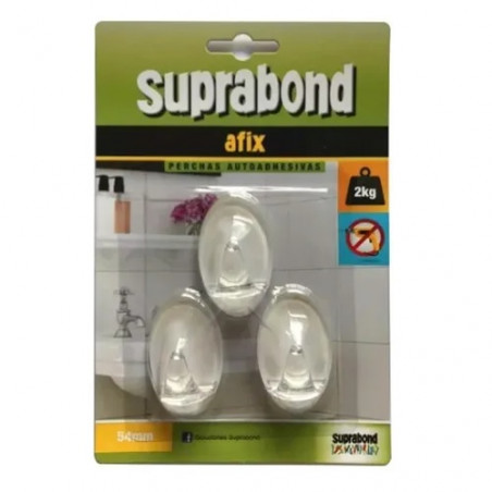 3 Perchas ovaladas 54mm transparente Suprabond