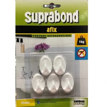 5 perchas ovaladas 35mm blancas Suprabond