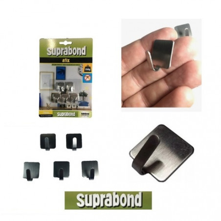 5 Perchas rectangulares 18mm acero inoxidable Suprabond