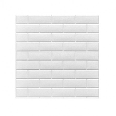 Placa 3D revestimiento simil azulejo blanco autoadhesivo