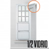 Puerta acanalada 1/2 vidrio 80 izquierda aluminio blanco