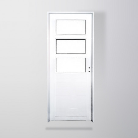 Puerta tubular 1/2 vidrio entero 80 derecha aluminio blanco