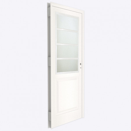 Puerta Florencia clasica medio vidrio 80 cm blanca derecha