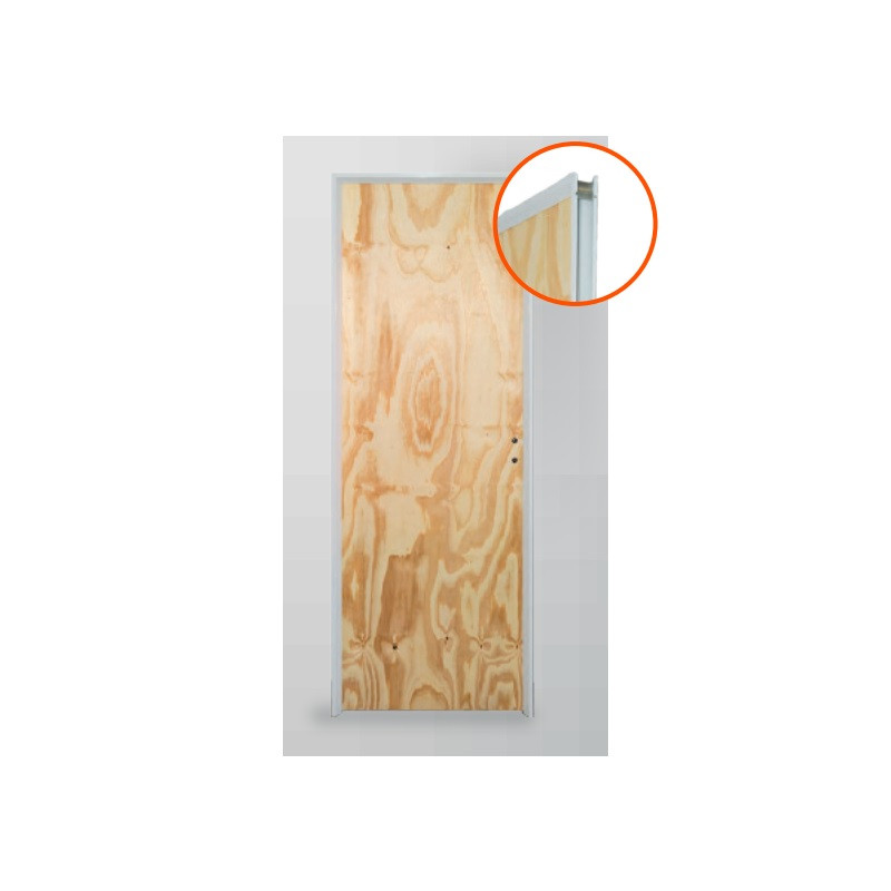 Puerta placa pino 75 cm marco aluminio 7 cm izquierda