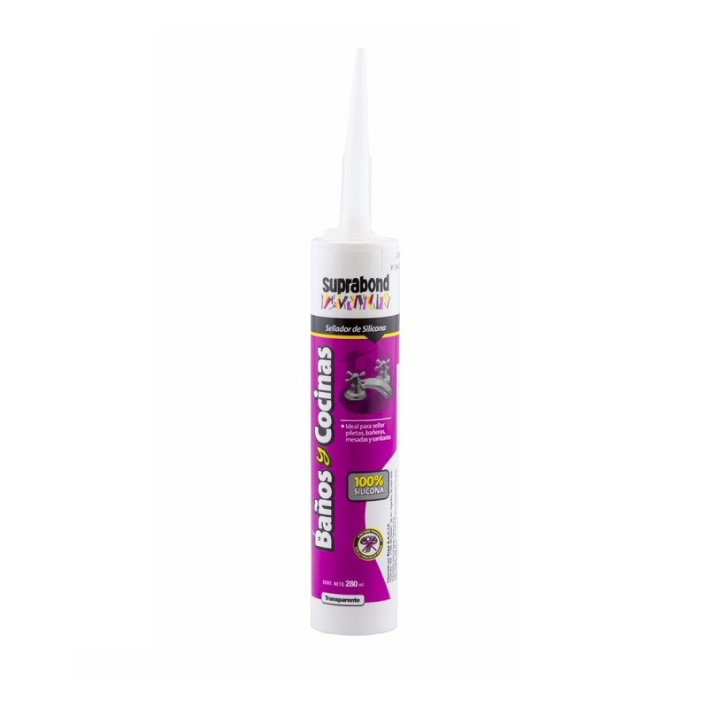 Sellador silicona baños y cocinas blanco 280 ml Suprabond