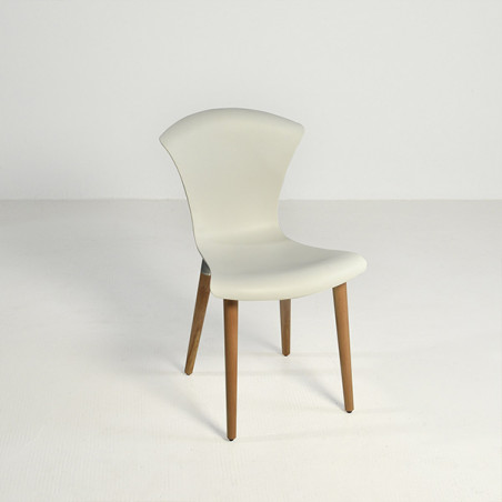 Silla 926 blanca patas madera Simet