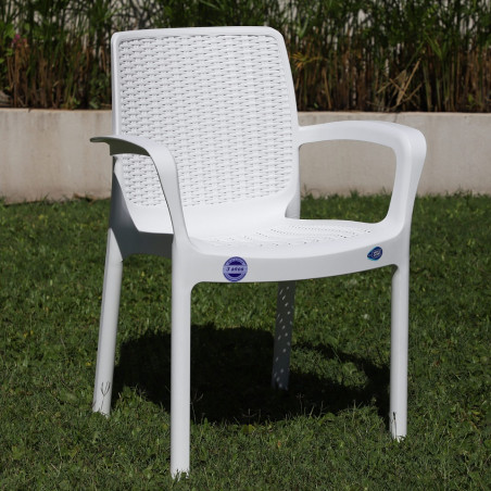Silla plastica Guinea Rattan color blanca Voss2000
