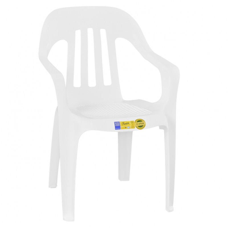 Silla plastica Fiesta blanca asiento rejilla Voss2000