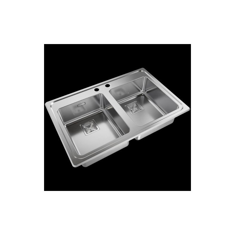 pileta doble Q084 acero inox 304 bicomando Johnson Acero