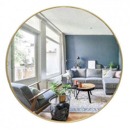 Espejo simil hierro redondo 60 cm dorado Maja