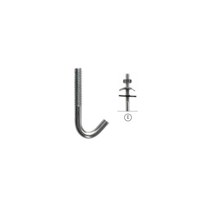 Gancho para techo baston 1/4" x 9 cm con accesorios