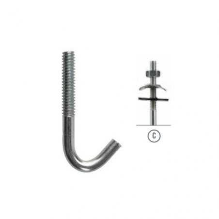 Gancho para techo baston 1/4" x 9 cm con accesorios
