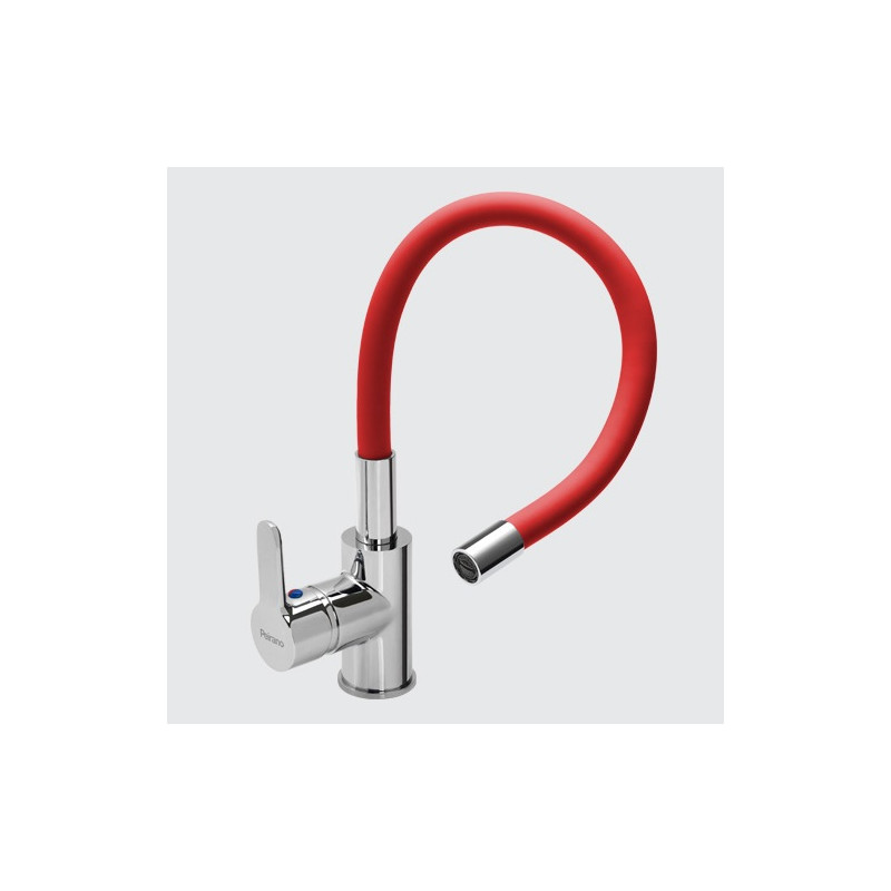 Griferia monocomando para cocina pico rojo Colors Peirano