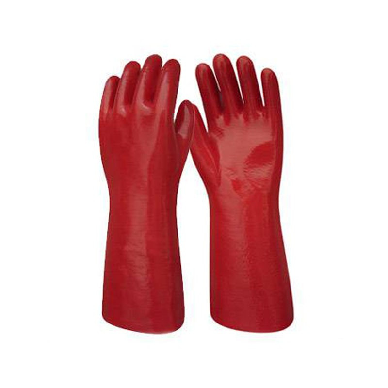 Par guantes entelado baño completo PVC rojo 30cm