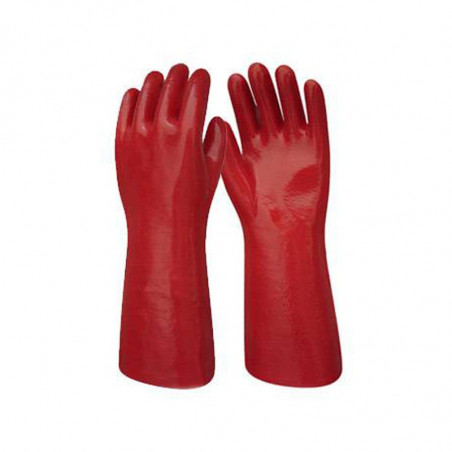 Par guantes entelado baño completo PVC rojo 30cm