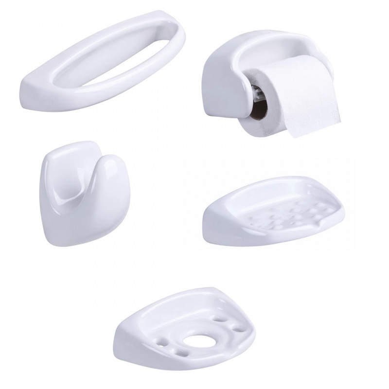 Juego 5 accesorios porcelana para baño Dux Capea