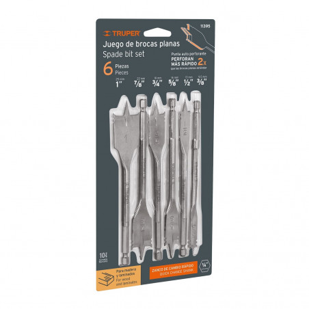 juego de 6 mechas planas para madera Truper