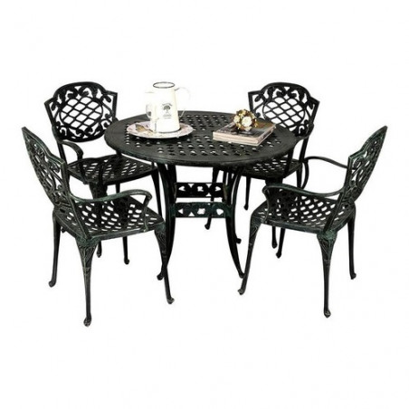 Juego de jardin fundicion Chateux 4 sillas peltre