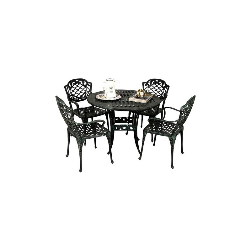 Juego de jardin fundicion Chateux 4 sillas verde