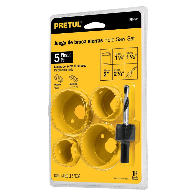 Kit 4 sierras copas con mandril Pretul