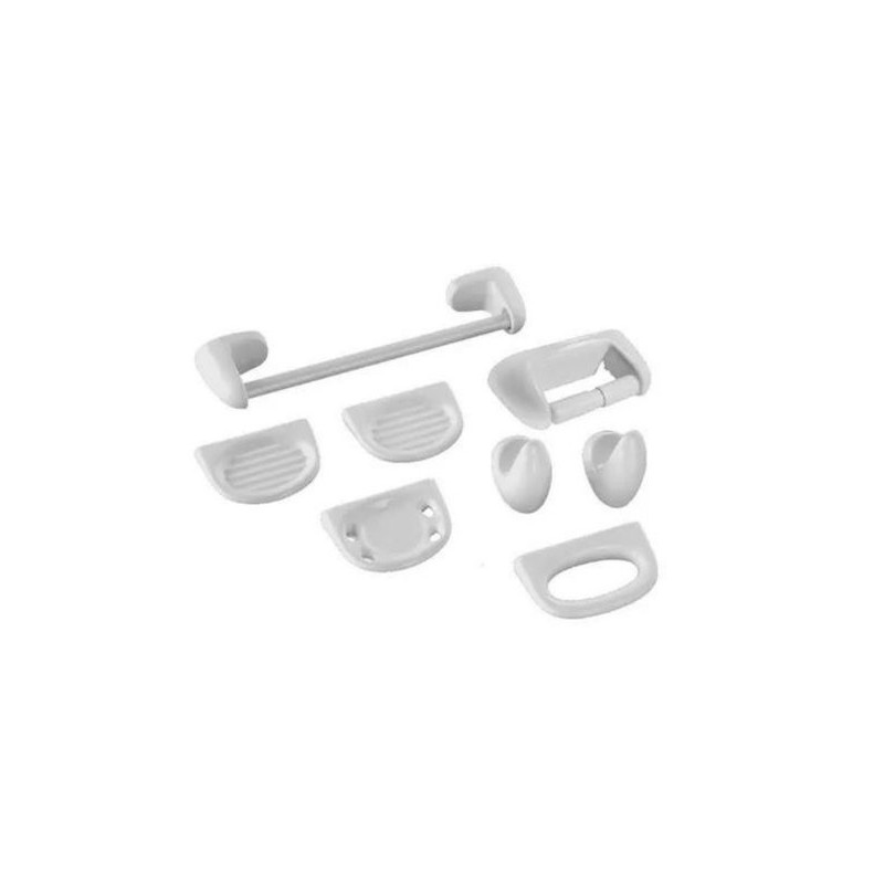 Kit 8 accesorios para baño porcelana blanca Oniro