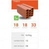 Ladrillo ceramico hueco 18x18x33 cm 11 tubos