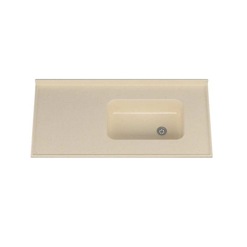 Mesada MS 120x60 cm con bacha integral der y zocalo beige