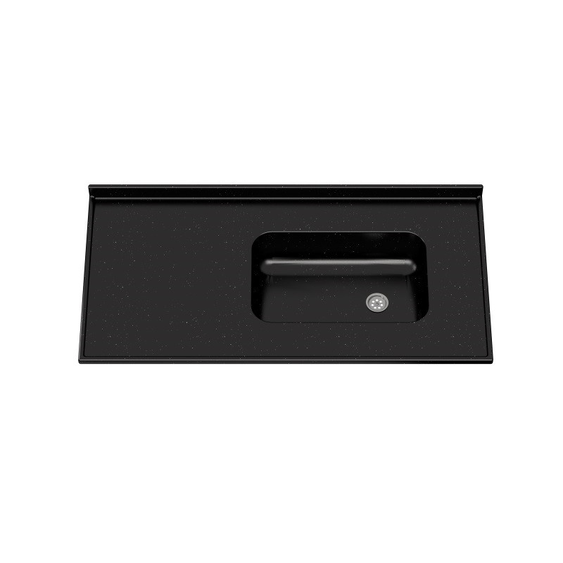 Mesada MS 120x60 cm con bacha integral der y zocalo negra