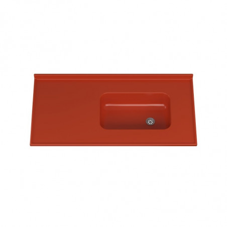 Mesada MS 120x60 cm con bacha integral der y zocalo roja