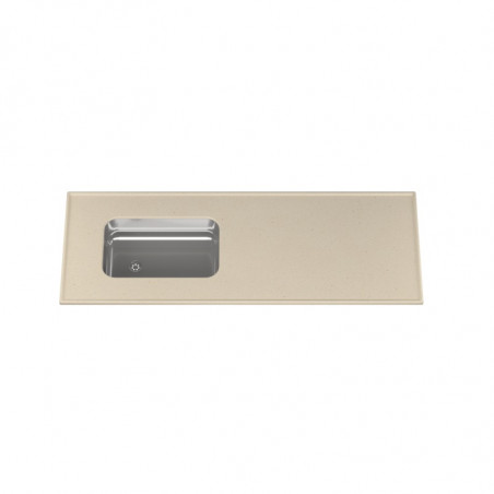 Mesada MS 160x60 cm bacha acero inox sin zocalo beige