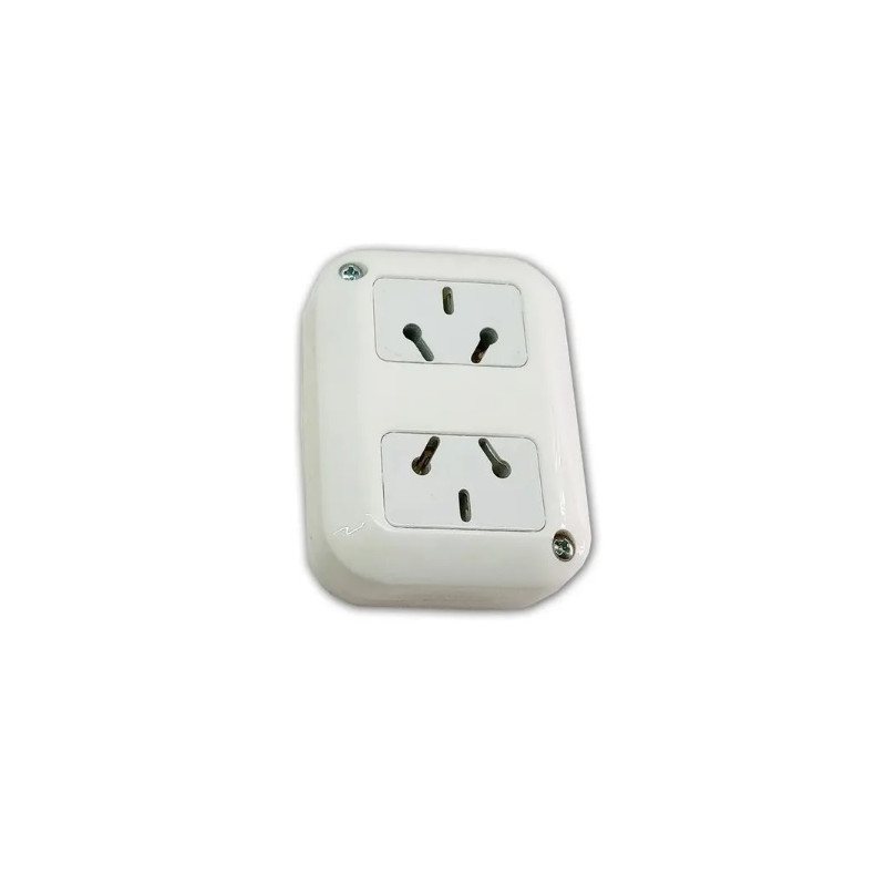 Modulo exterior 2 tomas 10A blanco